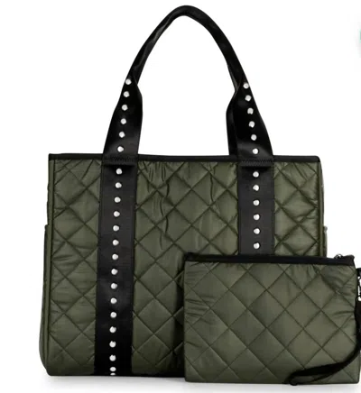 Haute Shore Jamie Quilted Tote In Olive In Green