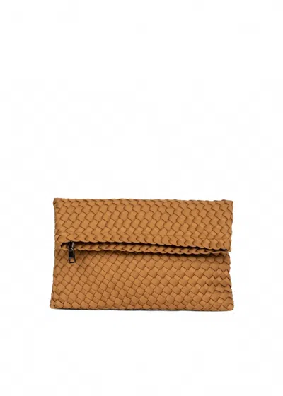 Haute Shore Val Woven Clutch In Camel In Brown