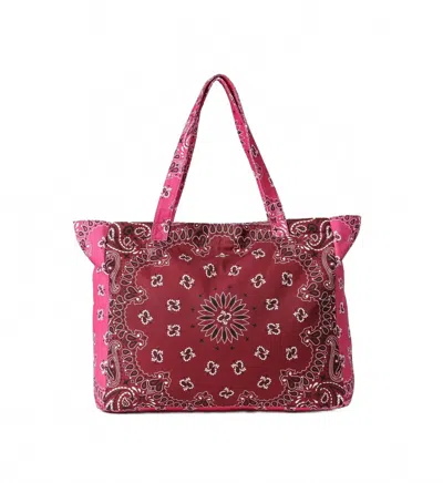 Haute Shore Women's Bandana Zip Tote Bag In Burgundy/pink