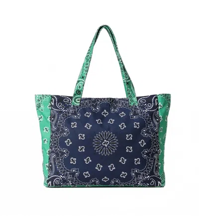 Haute Shore Women's Bandana Zip Tote Bag In Navy/green In Multi