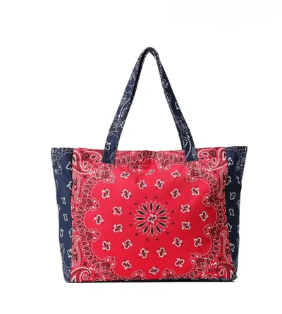 Haute Shore Women's Bandana Zip Tote Bag In Red/navy In Multi