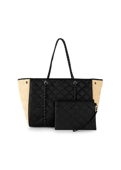 Haute Shore Women's Greyson Quilted Raffia Tote In Black