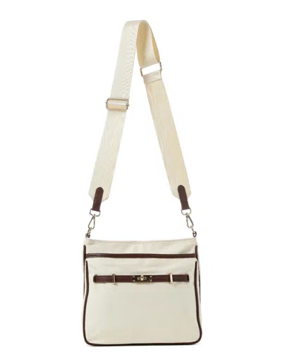 Haute Shore Women's Kelly Crossbody Bag In Ecru/chocolate In White