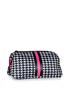 Haute Shore Women's Kyle Royal Toiletry Bag In Houndstooth/black Pink Stripe In Multi