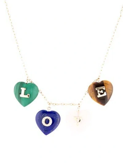 Pre-owned Haute Victoire 14k Multistone 'love' Heart Pendant Necklace, 16.5" In Multicolor