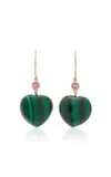 Haute Victoire 14k Yellow Gold Malachite; Sapphire Earrings In Green