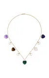Haute Victoire 14k Yellow Gold Multi-gem Mini Heart Necklace