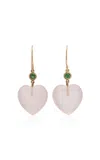 Haute Victoire 14k Yellow Gold Quartz; Tsavorite Earrings In Pink