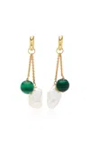 Haute Victoire 18k Gold; Malachite And Pearl Earrings In Green