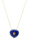Haute Victoire 18k Yellow Gold Citrine And Lapis Lazuli Necklace In Blue