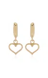Haute Victoire 18k Yellow Gold Heart Hoop Earrings