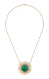Haute Victoire 18k Yellow Gold Malachite And Diamond Solar Necklace In Green