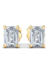 Hautecarat 14k Gold Emerald Cut Lab Created Diamond Stud Earrings