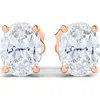 Hautecarat 14k Gold Oval Cut Lab Created Diamond Stud Earrings In 14k Rose Gold