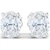 Hautecarat 14k Gold Oval Cut Lab Created Diamond Stud Earrings In 14k White Gold