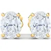 Hautecarat 14k Gold Oval Cut Lab Created Diamond Stud Earrings In 14k Yellow Gold