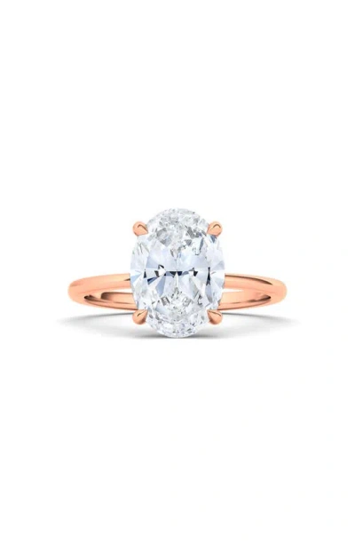 Hautecarat 18k Gold Oval Cut Lab Created Diamond Engagement Ring In 18k Rose Gold