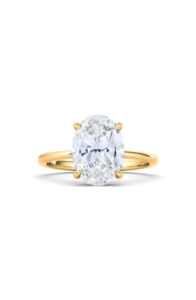 Hautecarat 18k Gold Oval Cut Lab Created Diamond Engagement Ring In 18k Yellow Gold