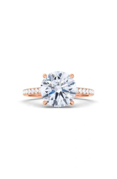 Hautecarat 18k White Gold Brilliant Cut Lab Created Diamond Engagement Ring In 18k Rose Gold