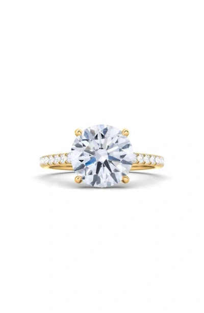 Hautecarat 18k White Gold Brilliant Cut Lab Created Diamond Engagement Ring In 18k Yellow Gold