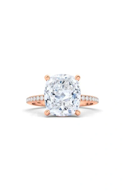 Hautecarat 18k White Gold Cushion Cut Lab Created Diamond Engagement Ring In 18k Rose Gold