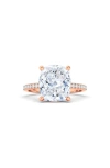Hautecarat 18k White Gold Cushion Cut Lab Created Diamond Engagement Ring In 18k Rose Gold