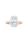 Hautecarat 18k White Gold Halo & Oval Cut Lab Created Diamond Engagement Ring In 18k Rose Gold