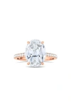 HAUTECARAT HAUTECARAT 18K WHITE GOLD HALO & OVAL CUT LAB CREATED DIAMOND ENGAGEMENT RING