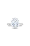 Hautecarat 18k White Gold Halo & Oval Cut Lab Created Diamond Engagement Ring