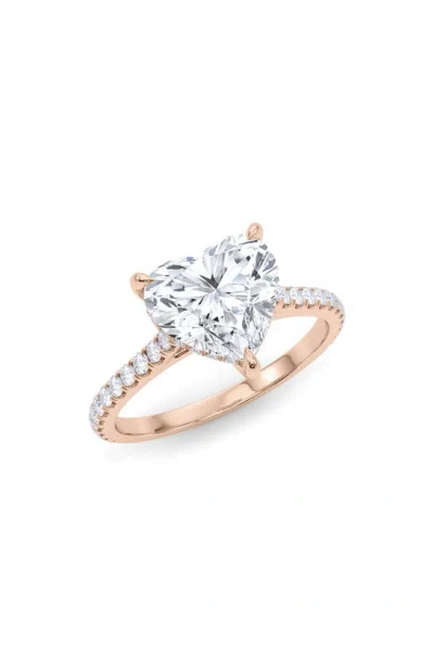 Hautecarat 18k White Gold Heart Cut Lab Created Diamond Engagement Ring In 18k Rose Gold