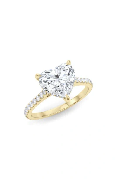 Hautecarat 18k White Gold Heart Cut Lab Created Diamond Engagement Ring In 18k Yellow Gold