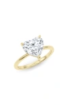 Hautecarat 18k White Gold Heart Cut Lab Created Diamond Engagement Ring In 18k Yellow Gold