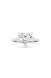 Hautecarat 18k White Gold Heart Shaped Lab Created Diamond Engagement Ring