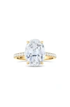 Hautecarat 18k White Gold Oval Cut & Pavé Lab Created Diamond Ring In 18k Yellow Gold