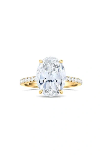 Hautecarat 18k White Gold Oval Cut Lab Created Diamond Engagement Ring In 18k Yellow Gold