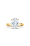Hautecarat 18k White Gold Oval Cut Lab Created Diamond Engagement Ring In 18k Yellow Gold