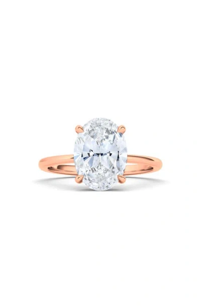 Hautecarat 18k White Gold Oval Cut Lab Created Diamond Ring