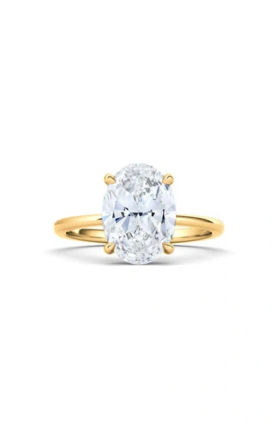 Hautecarat 18k White Gold Oval Cut Lab Created Diamond Ring