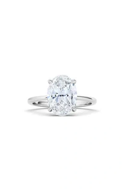 Hautecarat 18k White Gold Oval Cut Lab Created Diamond Ring