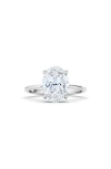 Hautecarat 18k White Gold Oval Cut Lab Created Diamond Ring In 18k White Gold