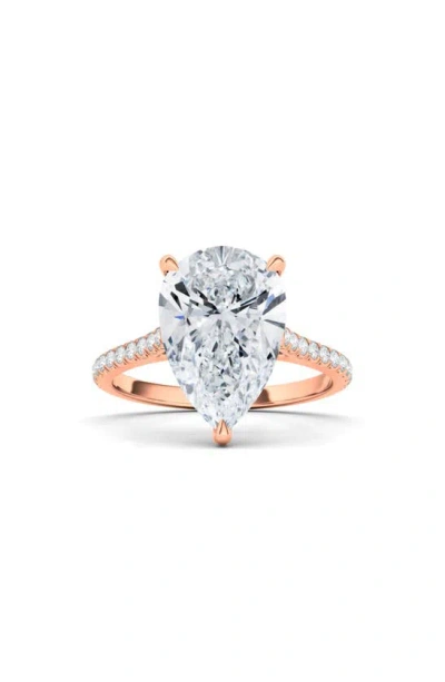 Hautecarat 18k White Gold Pear Cut Lab Created Diamond Engagement Ring