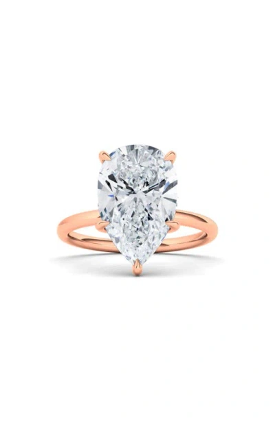 Hautecarat 18k White Gold Pear Lab Created Diamond Engagement Ring In 18k Rose Gold