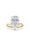 Hautecarat 18k White Gold Pear Lab Created Diamond Engagement Ring In 18k Yellow Gold