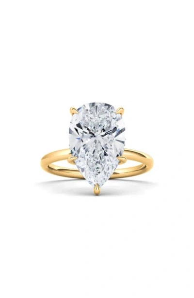 Hautecarat 18k White Gold Pear Lab Created Diamond Engagement Ring