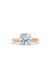 Hautecarat 18k White Gold Round Cut Lab Created Diamond Engagement Ring In 18k Rose Gold