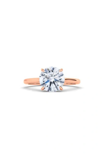 Hautecarat 18k White Gold Round Cut Lab Created Diamond Engagement Ring In 18k Rose Gold