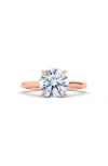 Hautecarat 18k White Gold Round Cut Lab Created Diamond Engagement Ring In 18k Rose Gold