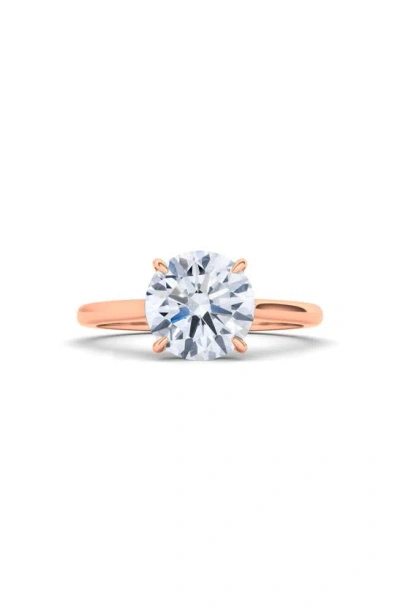 Hautecarat 18k White Gold Round Cut Lab Created Diamond Engagement Ring In 18k Rose Gold