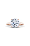 Hautecarat 18k White Gold Round Cut Lab Created Diamond Engagement Ring In 18k Rose Gold