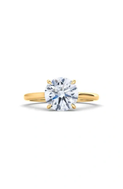 Hautecarat 18k White Gold Round Cut Lab Created Diamond Engagement Ring In 18k Yellow Gold